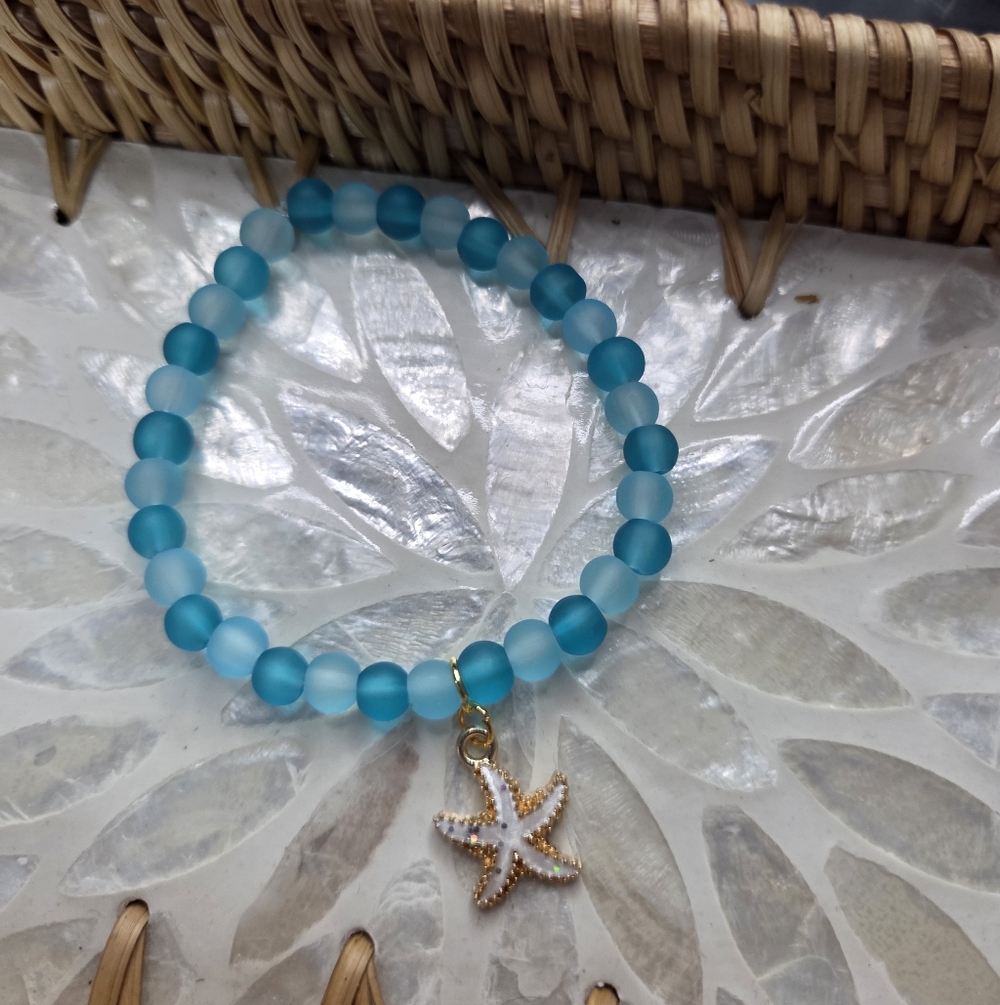 Turquoise Beaded Bracelet with Starfish Charm.